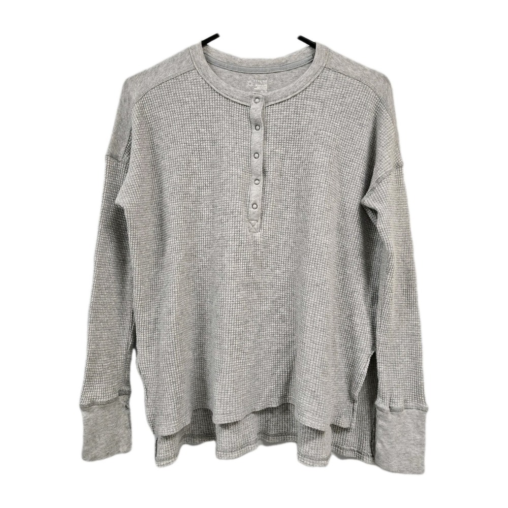 Aerie Offline Waffle Knit Henley Gray Thermal‎ Oversized Minimalist Outdoor XS